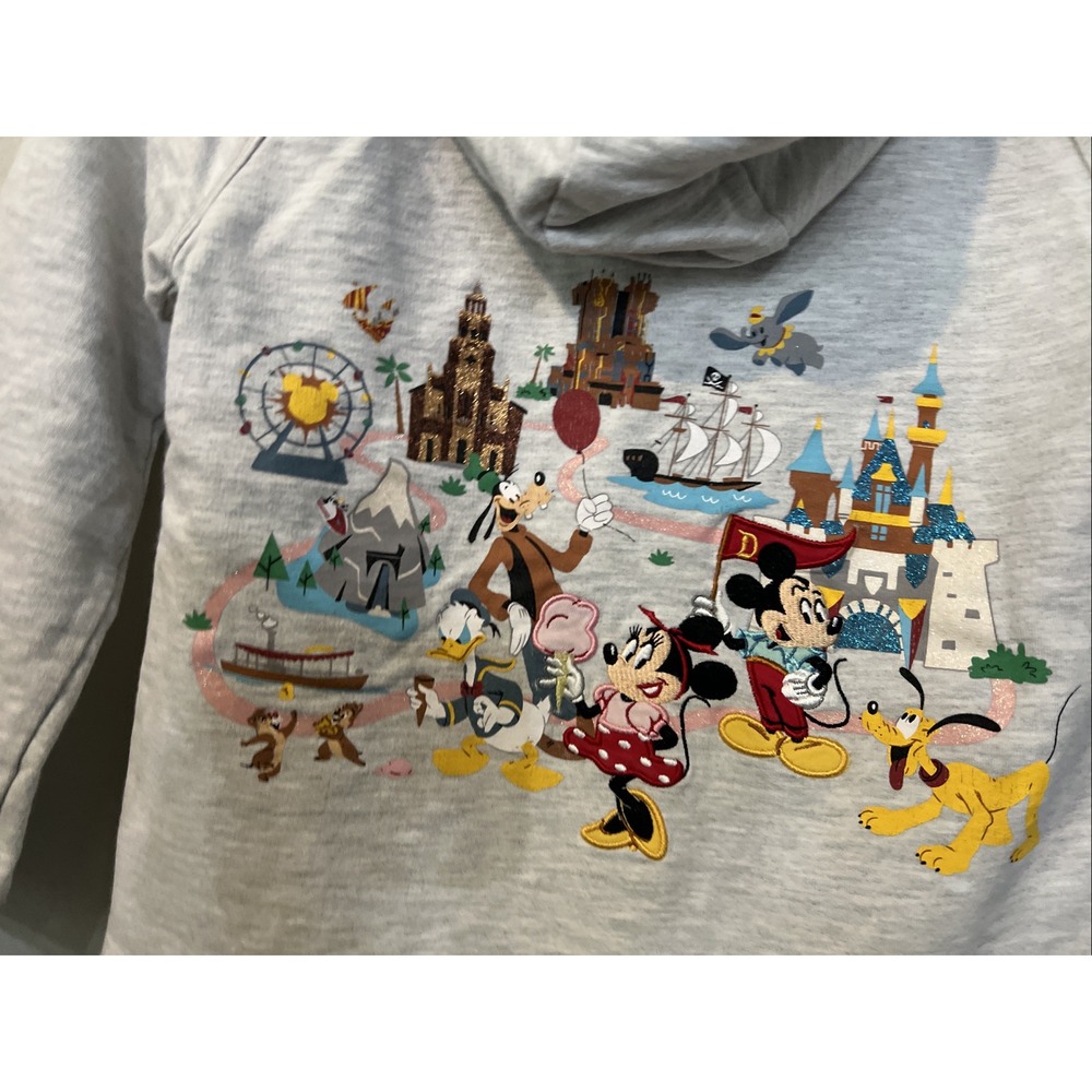 Walt Disney DISNEYLAND Park Life Embroidered Zip Up Hoodie Sweatshirt MEDIUM - Picture 5 of 6